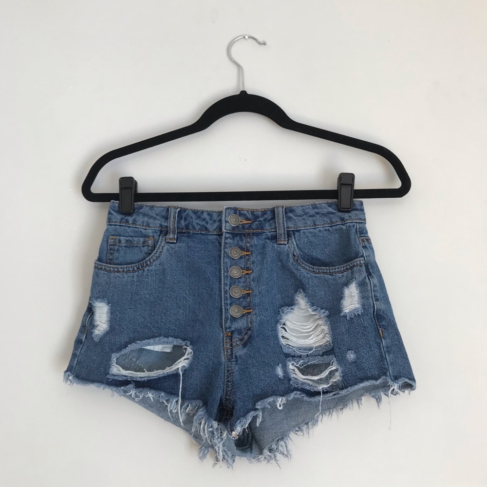 High waisted denim cut offs